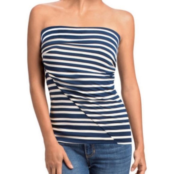 CAbi Tops - NWT CAbi Navy & White Striped Blaine Tube Top